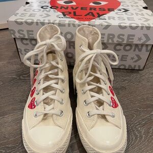 LIKE NEW Comme des Garcons Play Multi Heart High-Top Canvas Sneakers